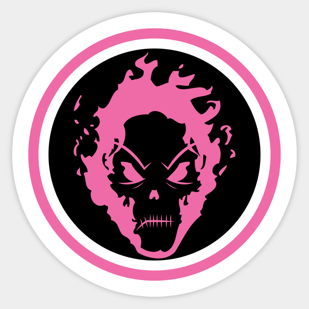 Evil Flaming Hot Pink Skull Halloween icon Logo Sticker by CoySoup